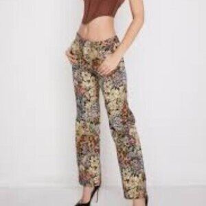 House Of CB Mistress Rocks Spectrum Floral Brocade Wide Leg Trousers L